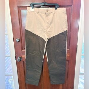 Men's Two-Tone Canvas Hunting Pants Beige Brown Flint River Outdoor Wear 38x31